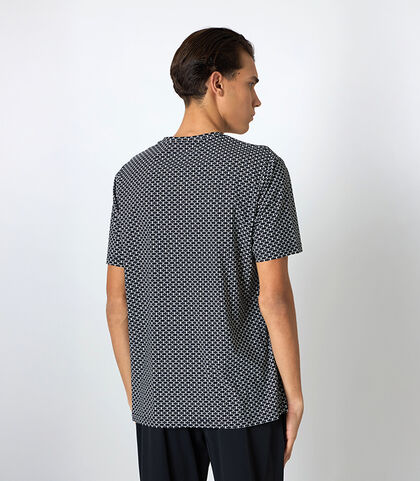 T-shirt da uomo stretch bianco-nero, Valerio 1966, 25R1T2412TSBINE42, 002