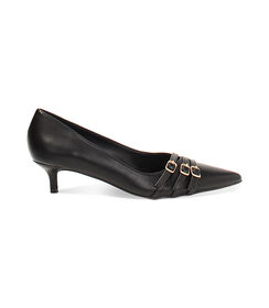 Décolleté nero con fibbie, tacco 4,5 cm, Valerio 1966, 2449T8145EPNERO035, 001 preview