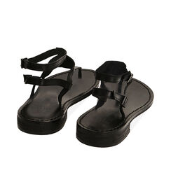 Sandali infradito neri in pelle, Valerio 1966, 21B8T4021PENERO035, 003 preview