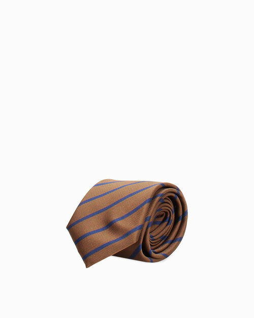 Cravatta marrone con righe blu, BROWN
