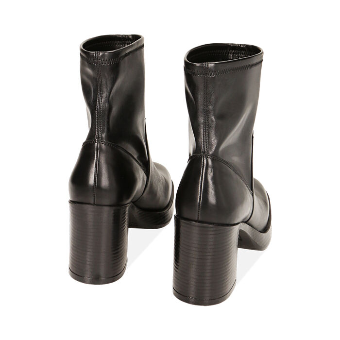 Stivaletti donna plateau neri in pelle tacco 8 4 cm Valerio 1966