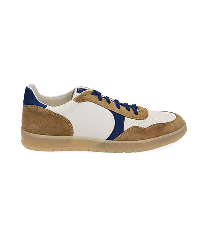 Sneakers bianco/blu in pelle, Valerio 1966, 2195T1467PEBIBL039, 001