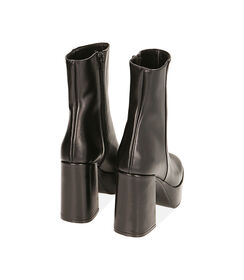 Ankle boots platform neri in pelle, tacco 10 cm  , Valerio 1966, 20A5T0702PENERO036, 003 preview