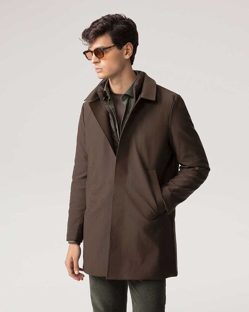 Impermeabile testa di moro con inserto interno imbottito, DK BROWN