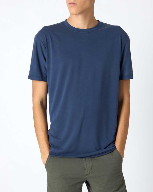 Maglietta da uomo basic, in cotone blu, BLUE