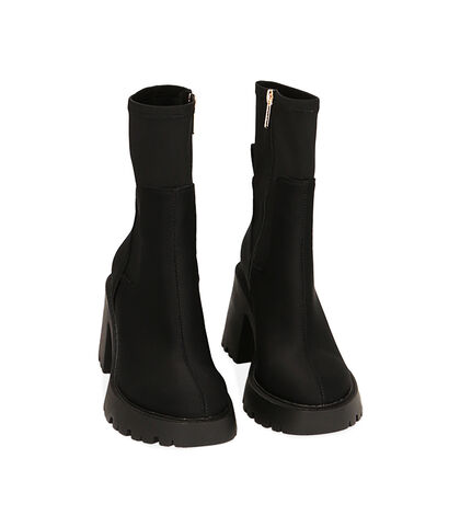 Stivaletti neri in tessuto, tacco 8,5 cm, Valerio 1966, 22N3T3189LYNERO035, 002