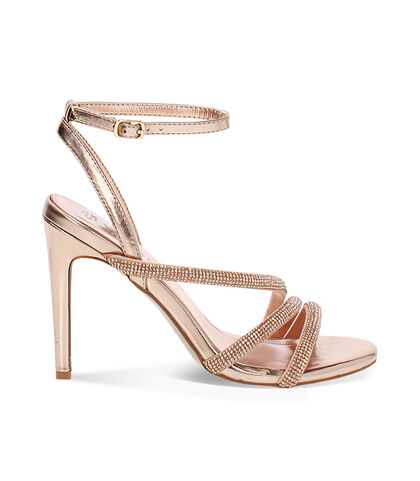 Sandalo con tacco donna oro rosa, tacco 10 cm, Valerio 1966, 2521T4239LPRAOR035, 001