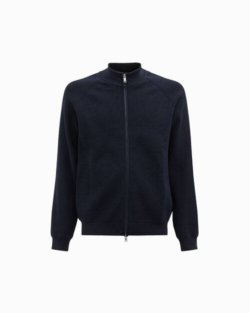 Maglione blu con chiusura a zip, BLUE
