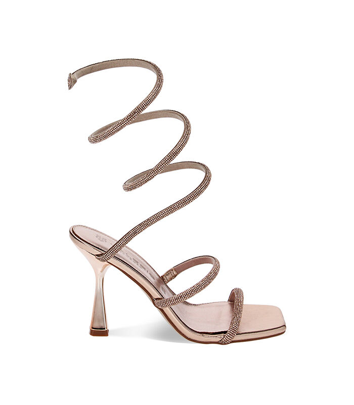 Sandali con tacco oro rosa clearance