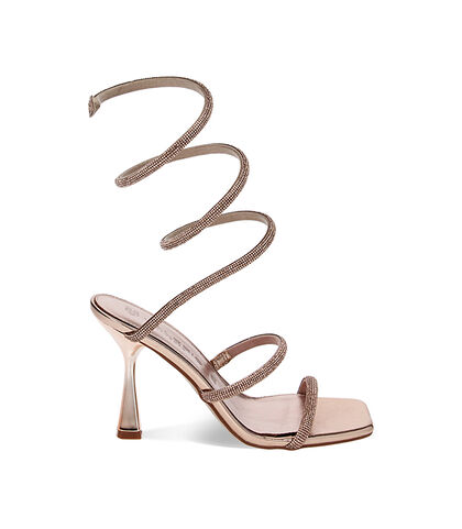 Sandali oro-rosa in laminato con pietre, Valerio 1966, 2321T0115LPRAOR035, 001