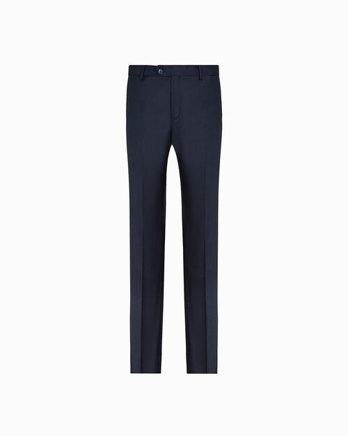 Pantaloni blu navy con chiusura a bottone, NAVY BLUE