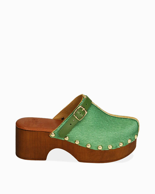 Clogs verdi in cavallino , GREEN