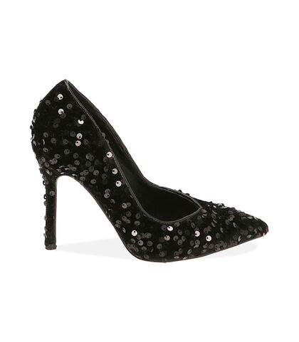 Décolleté nere con paillettes, tacco 10,5 cm , 2021T6102PLNERO035, 001