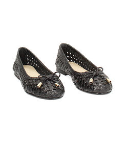 Ballerina da donna in pelle intrecciata nera, Valerio 1966, 2514T5501PINERO036, 003 preview