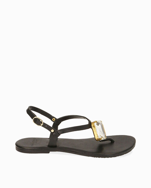 Sandali flat neri in pelle, BLACK