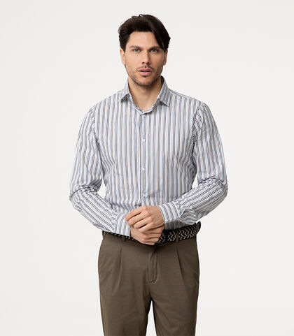 Camicia ml beige-multicolor righe sottili, Valerio 1966, 27Z3T0025COBEMU38, 002