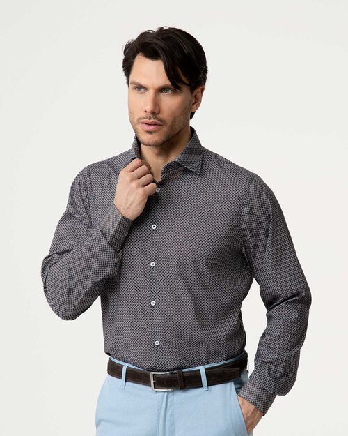 Camicia blu moro a micro quadretti, MULTI COLOR