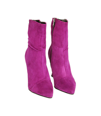 Ankle boots fucsia in camoscio, tacco 10 cm , Valerio 1966, 20L6T7088CMFUCS035, 002