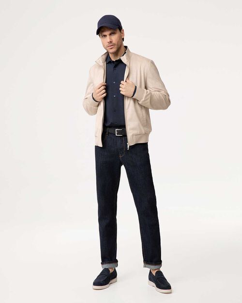 Giubbino taupe con colletto alla coreana, TAUPE