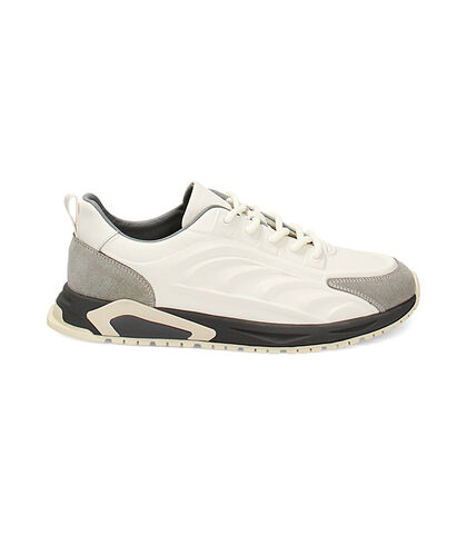 Sneakers bianco/grigio in pelle, 23U6T8823PEBIGR039, 001