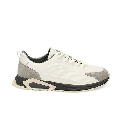 Sneakers bianco/grigio in pelle, Valerio 1966, 23U6T8823PEBIGR039, 001