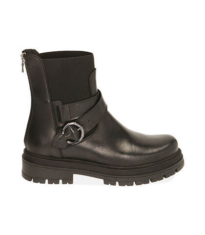 Biker boots neri in pelle con fibbia, Valerio 1966, 20L6T1003PENERO035, 001