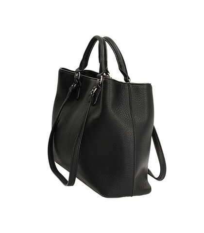 Borsa a mano nera con doppi manici, Valerio 1966, 2657T5581EPNEROUNI, 002