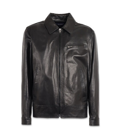 Giubbino da uomo in pelle nero, Valerio 1966, 25Z4T0865PENERO42, 001