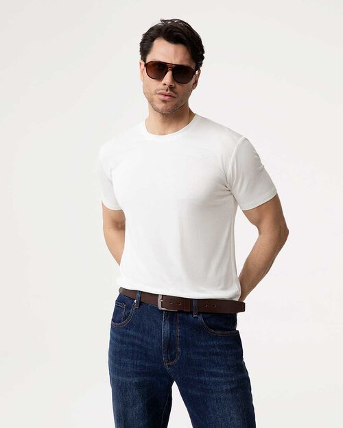 T-shirt bianca essenziale classica, CREAM