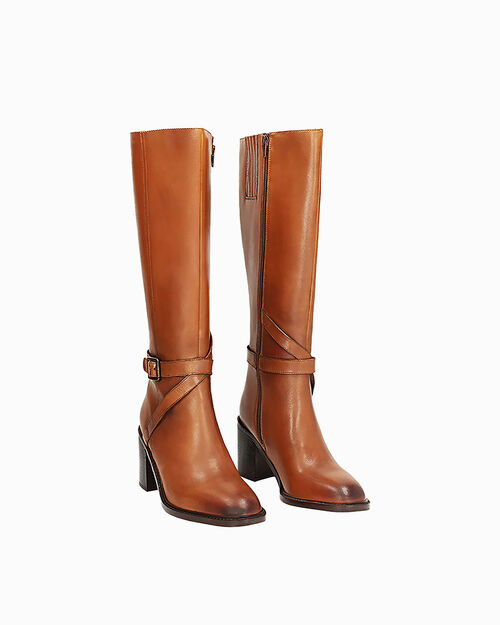 CALZATURA STIVALE PELLE COGN, COGNAC