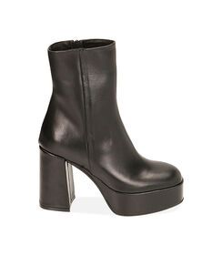 Ankle boots platform neri in pelle, tacco 10 cm  , Valerio 1966, 20A5T0702PENERO035, 001 preview