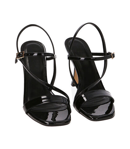 Sandali neri in vernice, tacco 9,5 cm, Valerio 1966, 2121T0712VENERO035, 002