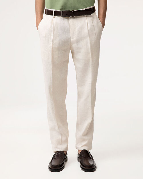 Completo pantalone panna in lino, CREAM