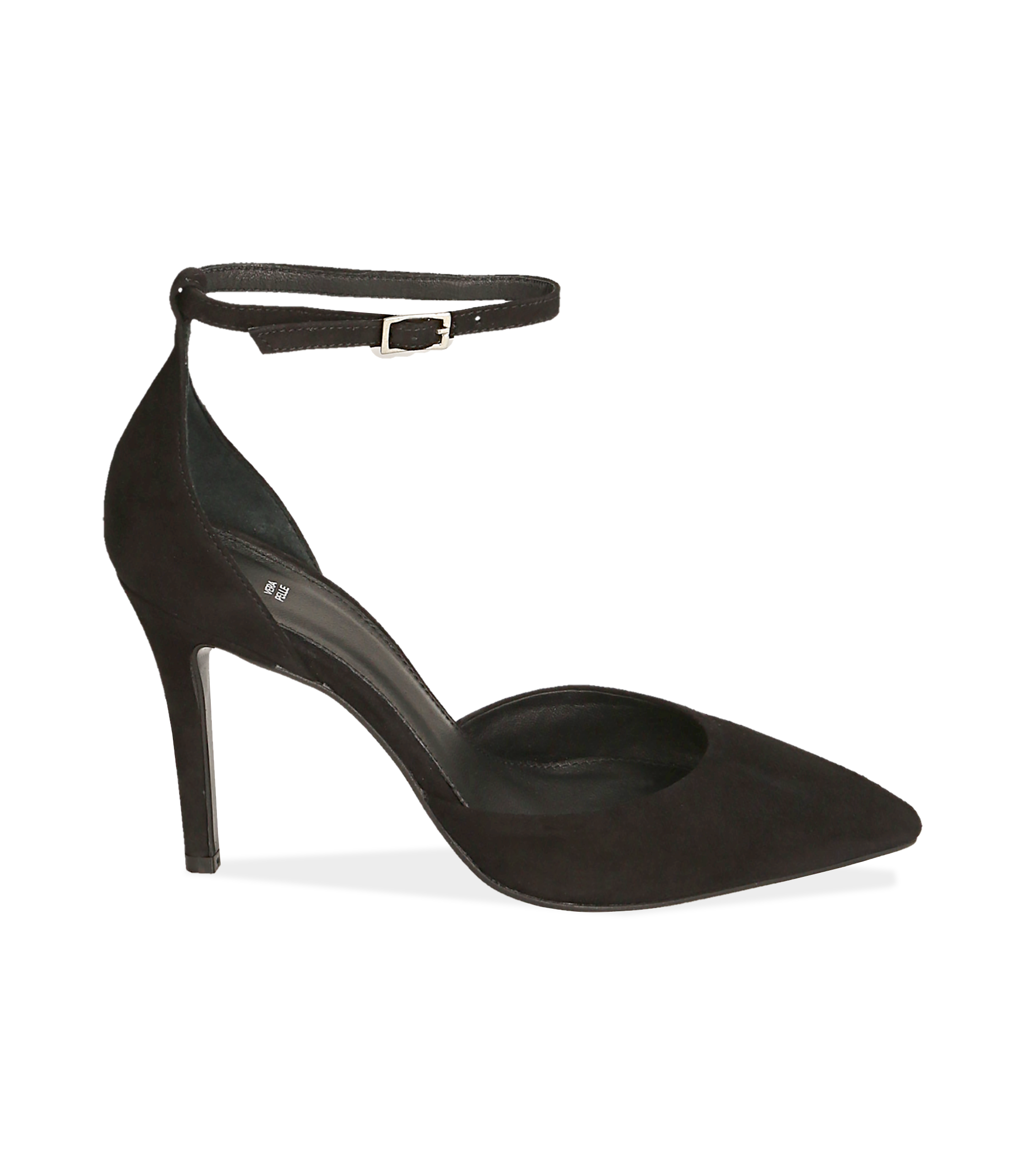 DECOLTÉ A PUNTA TACCO 6 CINTURINO ALLA CAVIGLIA NERE scarpe donna