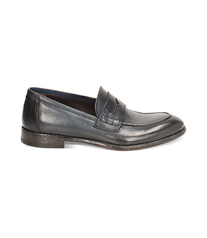 Mocassini da uomo blu in pelle, Valerio 1966, 2553T0051PEBLUE040
