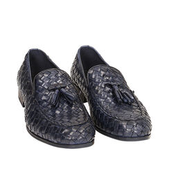 Mocassini intrecciati blu navy in pelle, Valerio 1966, 2114T2764PIBLUN041, 002 preview