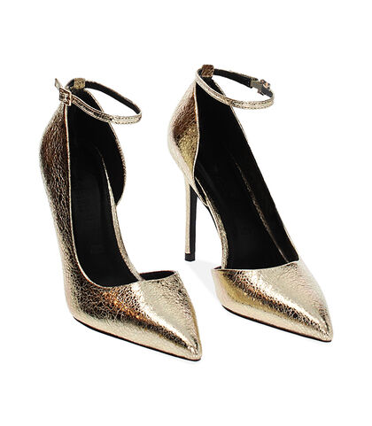 Décolleté open shank laminate oro, tacco 10,5 cm, Valerio 1966, 2421T2021LMOROG035, 002