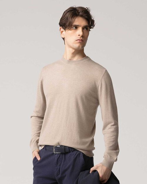 Maglione beige a manica lunga, BEIGE