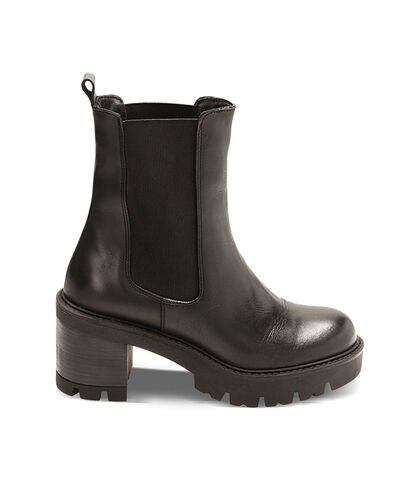Stivaletti Chelsea neri in pelle, tacco 8 cm, Valerio 1966, 22L6T8419PENERO035, 001