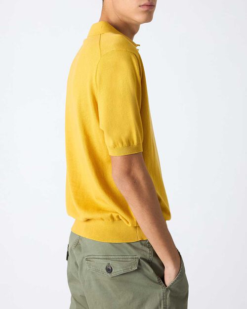 Maglia da uomo a polo, in cotone giallo, YELLOW