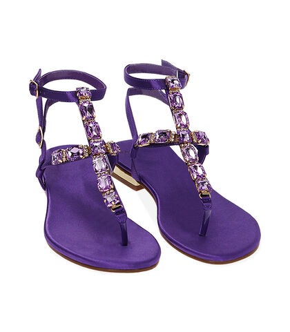 Sandali infradito viola in raso, Valerio 1966, 2149T9992RSVIOL035, 002