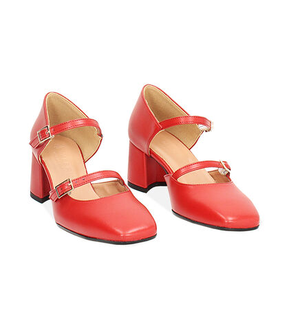 Décolleté open shank rosse, tacco largo 5 cm, Valerio 1966, 24M8T5012EPROSS035, 002