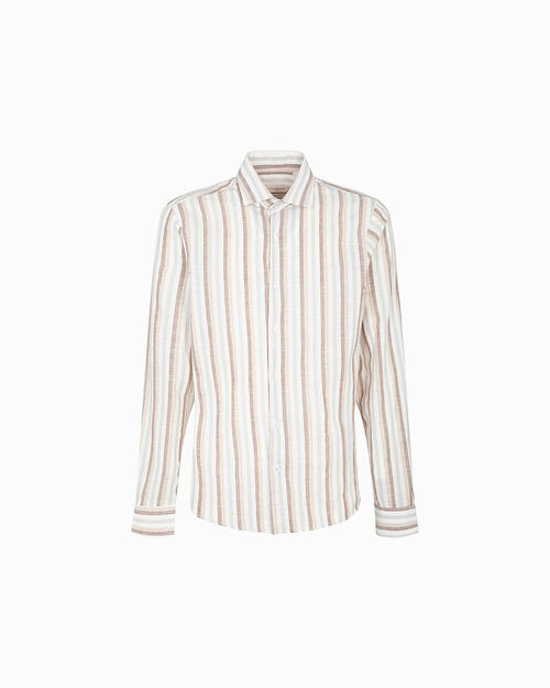 Camicia beige-multicolor a righe verticali, MULTI COLOR