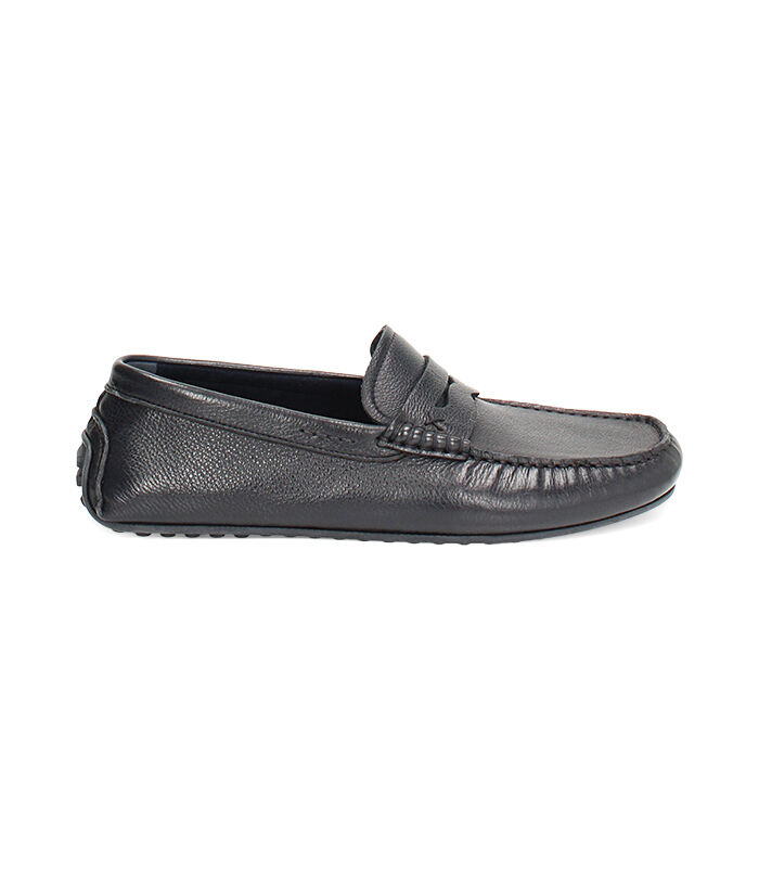 Mocassino da uomo in pelle blu casual, Valerio 1966, 2514T8750PEBLUN040