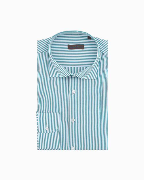 Camicia bianca e verde in cotone, MULTI COLOR