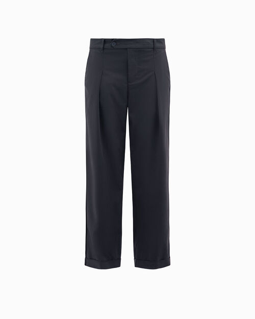 Pantaloni blu con pieghe frontali, BLUE