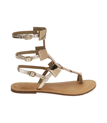 Sandali lace-up oro in pelle, Valerio 1966, 19A9T7838PEOROG035, 001
