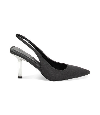 Décolleté slingback nere glitterate, Valerio 1966, 2321T1230SGNERO035, 001