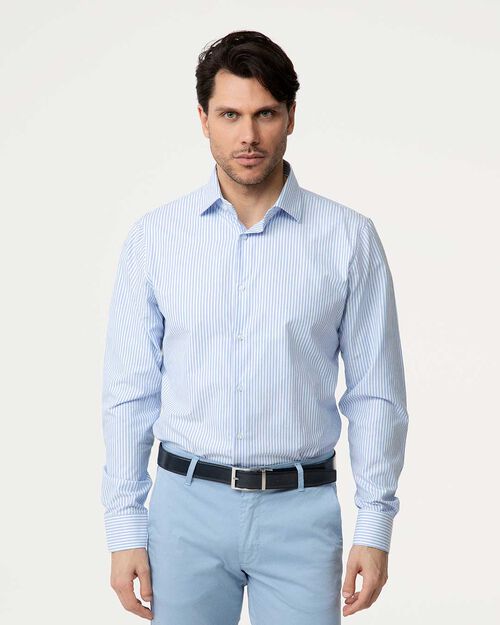 Camicia celeste righe verticali, LT BLUE