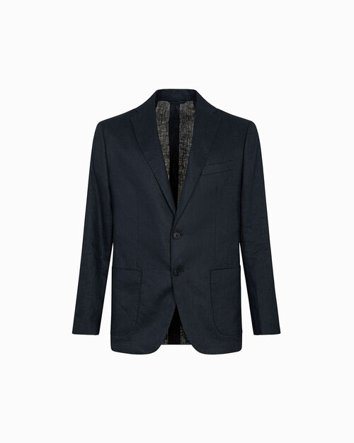 Giacca blu navy con dettaglio multicolore, BLUN